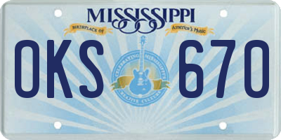 MS license plate OKS670