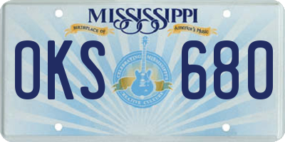 MS license plate OKS680