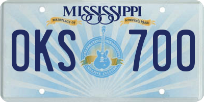 MS license plate OKS700
