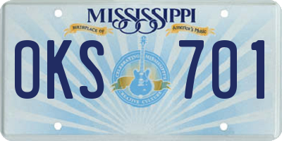 MS license plate OKS701