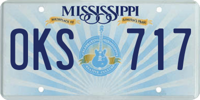 MS license plate OKS717