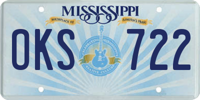 MS license plate OKS722