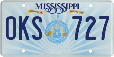 MS license plate OKS727