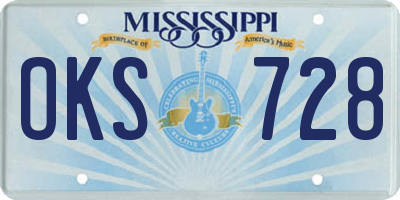 MS license plate OKS728