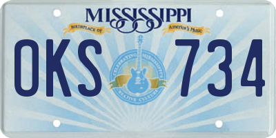 MS license plate OKS734