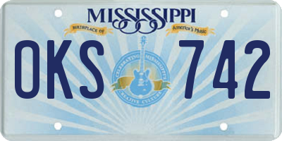 MS license plate OKS742
