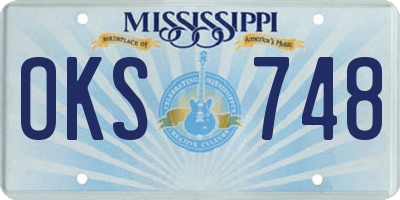 MS license plate OKS748
