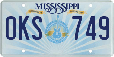 MS license plate OKS749