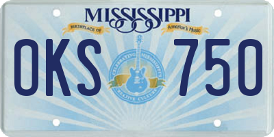 MS license plate OKS750