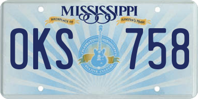 MS license plate OKS758