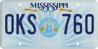 MS license plate OKS760