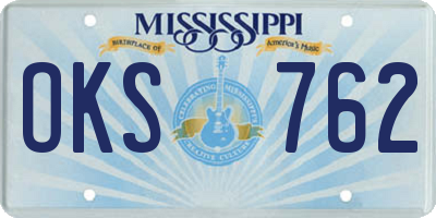 MS license plate OKS762