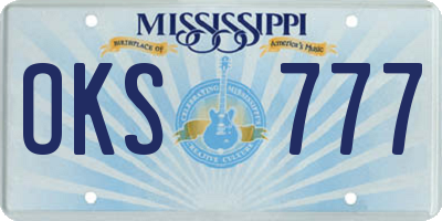 MS license plate OKS777