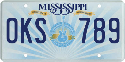 MS license plate OKS789