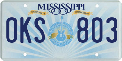 MS license plate OKS803