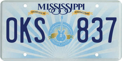 MS license plate OKS837