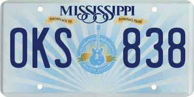 MS license plate OKS838