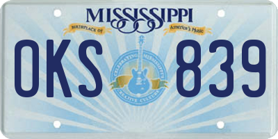 MS license plate OKS839