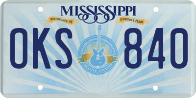 MS license plate OKS840