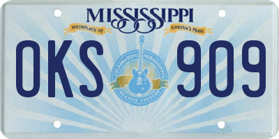 MS license plate OKS909