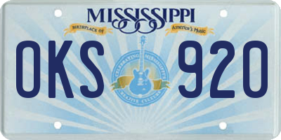 MS license plate OKS920