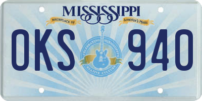 MS license plate OKS940