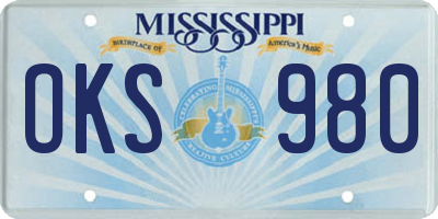MS license plate OKS980