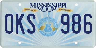 MS license plate OKS986