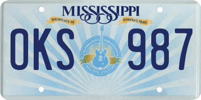 MS license plate OKS987