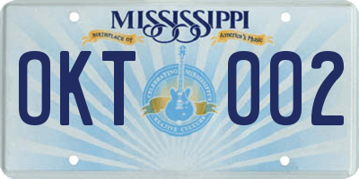 MS license plate OKT002