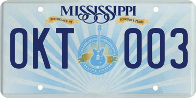 MS license plate OKT003
