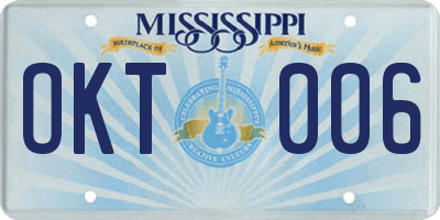 MS license plate OKT006