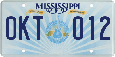 MS license plate OKT012