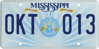 MS license plate OKT013