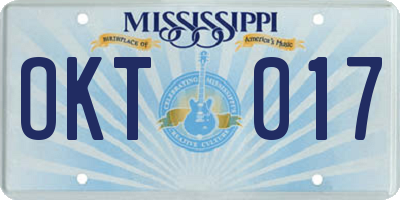 MS license plate OKT017