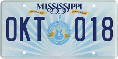 MS license plate OKT018