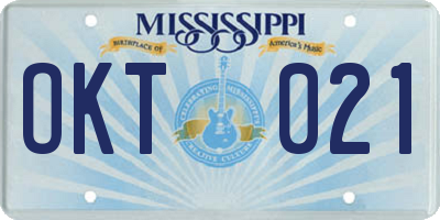 MS license plate OKT021