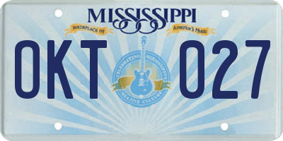 MS license plate OKT027