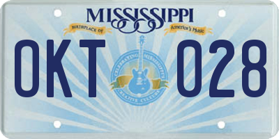 MS license plate OKT028