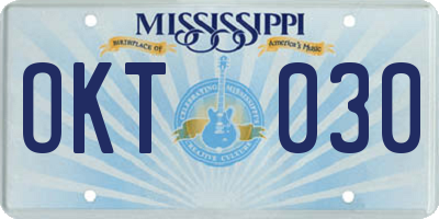 MS license plate OKT030