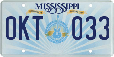 MS license plate OKT033