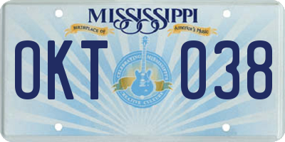 MS license plate OKT038