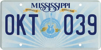 MS license plate OKT039