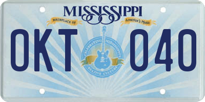 MS license plate OKT040