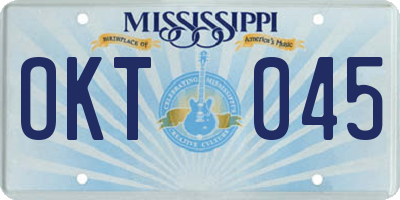MS license plate OKT045