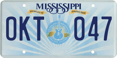 MS license plate OKT047