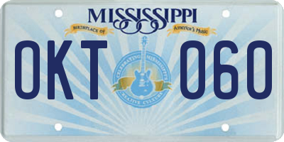 MS license plate OKT060