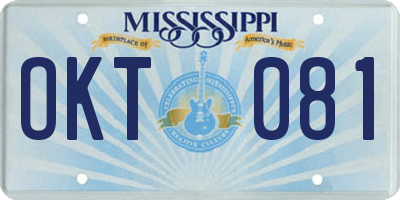 MS license plate OKT081