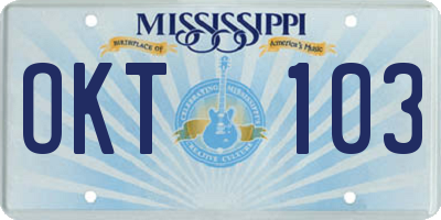MS license plate OKT103