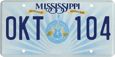 MS license plate OKT104